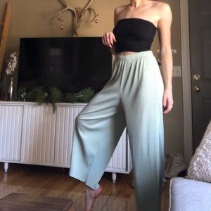 Sage Green Pleated Wide Leg Pant